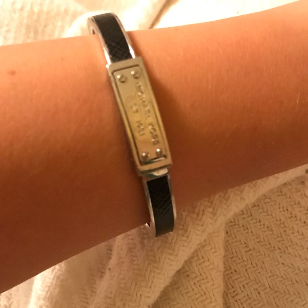 Michael Kors snap bangle in black and silver